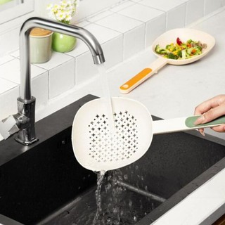 Bếp Lọc Thìa Silicon Chịu Nhiệt Có Rãnh Skimmer Có Tay Cầm Dài Để Chiên Thoát Nước Sử Dụng Nấu Ăn nhựa silicone đa năng an toàn phù hợp dùng cho gia đình căn hộ văn phòng và không gian nhỏ