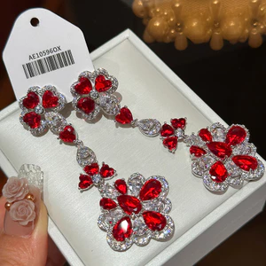 Bông tai tua rua hoa dài xinh đẹp thời trang Zircon Bông tai tinh tế