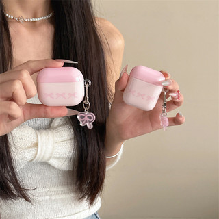 Dây buộc nơ màu hồng cho AirPods 1 / 2 3 Pro Pro2 Pro3 Airpod4 Bộ tai nghe Vỏ bảo vệ Bluetooth không dây AirPods pro2 Pro3 3 4 Vỏ bảo vệ tai nghe