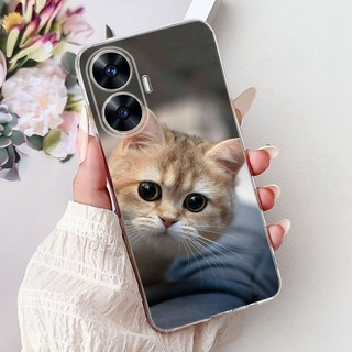Dành Cho Realme C55 RMX3710 Vỏ Tranh Hoa Mèo Thanh Lịch RealmeC55 4G Vỏ Điện Thoại TPU Silicon Mềm