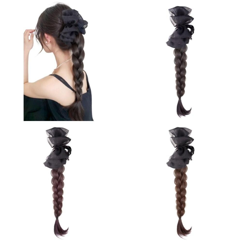 GOJO Twist Braid Tóc Giả Tổng Hợp, Kẹp Nơ Đuôi Ngựa Cloud Bubble Cao, Phụ Kiện Tóc Cho Nữ