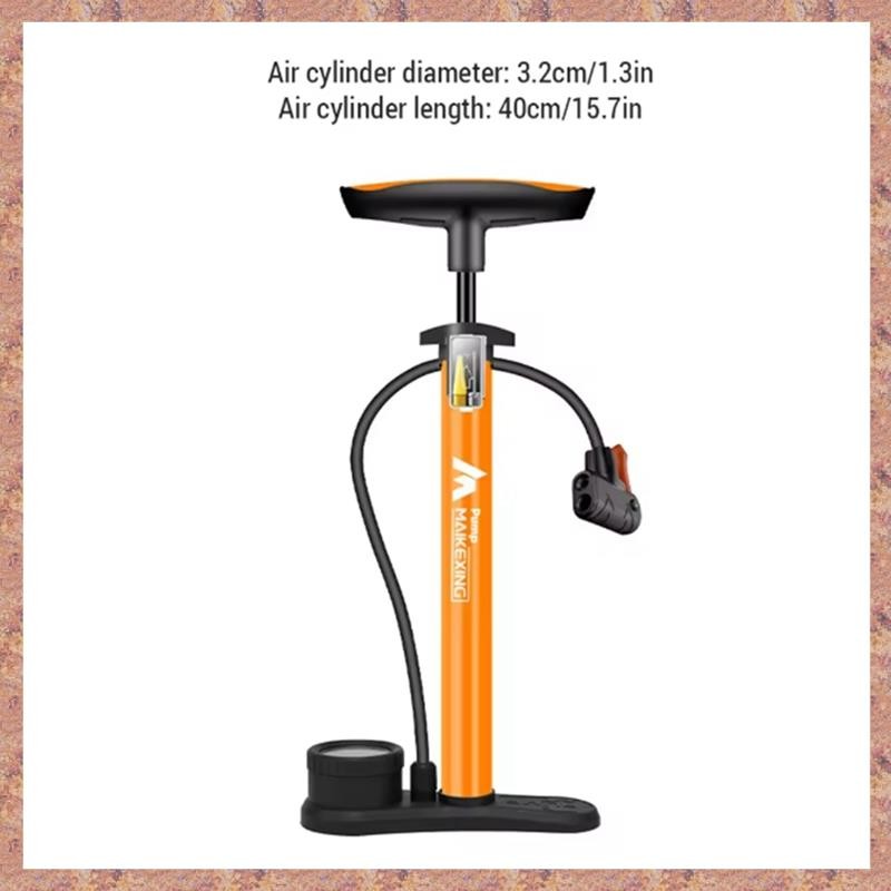 Máy bơm xe đạp đa chức năng có đồng hồ đo Máy bơm hơi áp suất cao 160PSI cho xe đạp và ô tô Bao gồm vòi phun 3 trong 1 (R F C V)