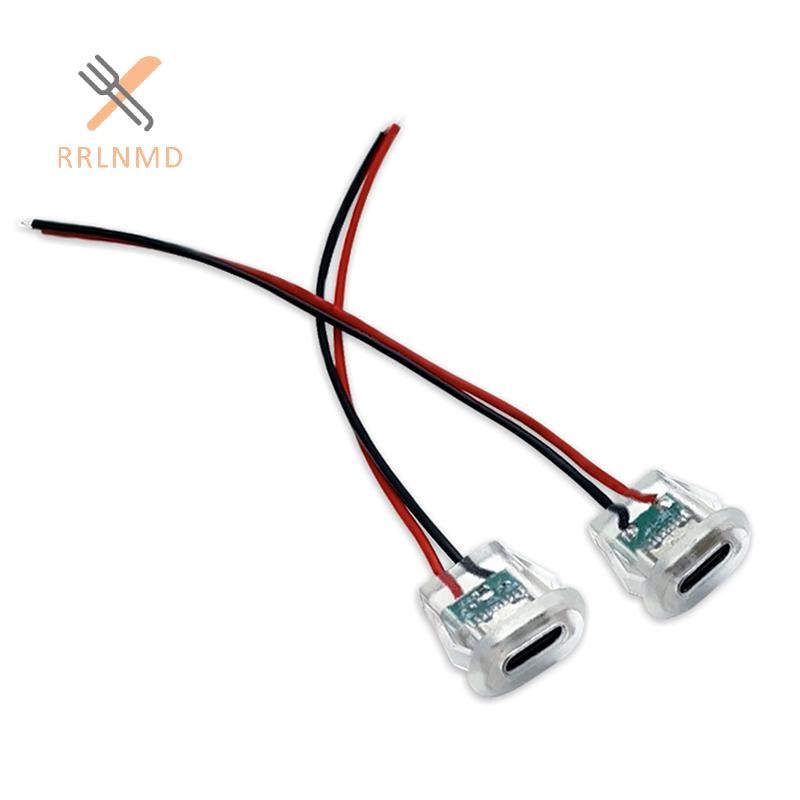 RRLNMD Type-C Ổ cắm nữ nén trực tiếp trong suốt có đèn LED Cổng kết nối cổng sạc MỚI