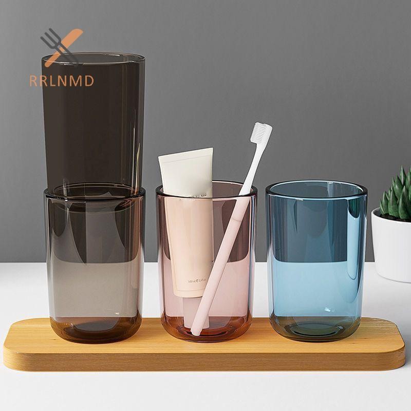 RRLNMD Cặp Đôi Màu Trơn Trong Suốt Cốc Nước súc Miệng Dung Tích Lớn Phong Cách Bắc Âu Bàn Chải Đánh Răng Cốc Nước súc Miệng Trong Suốt Cốc Nhựa MỚI