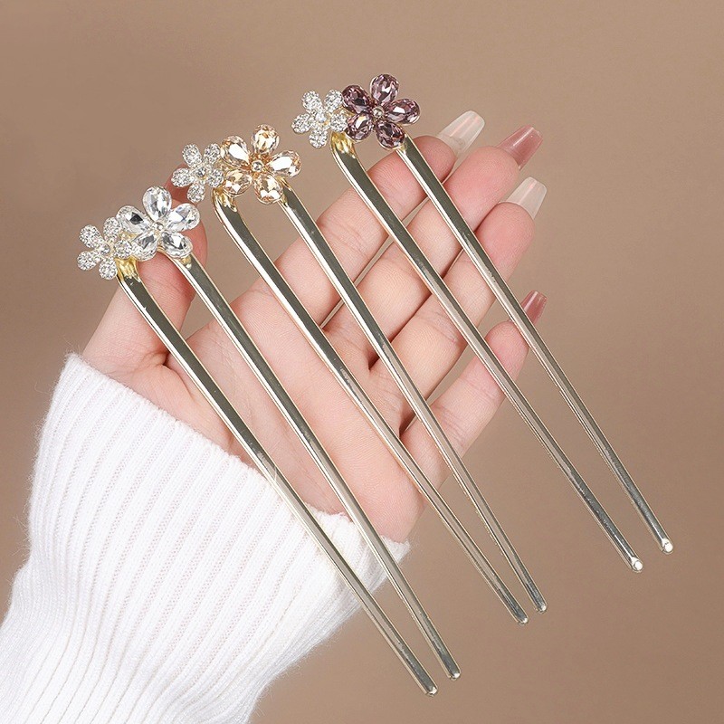 Cao Cấp Kẹp Tóc nữ hình hoa chữ U kim cương giả đầu lưng tấm tóc chèn lược mũ đội đầu bóng đơn giản
