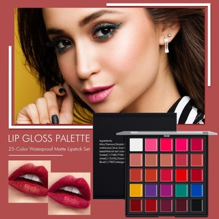 Lip Gloss Palette 25 Colours Matte and Cream Lady Waterproof Lipstick Beauty Cosmetic Lip Stain Set Gift Set for wsdvn