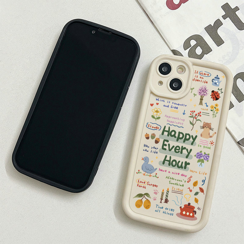 Ốp Lưng Cho Samsung Galaxy S25 S24 S23 S22 S21 S20 Plus Ultra FE M55 M54 M51 A56 A55 A54 A53 A52 A51 A50 A73 A72 A71 Chống Rơi Thiên Thần Thiết Kế Mắt Motif Graffiti Mèo Và Vịt