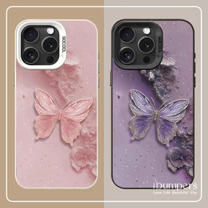 ibumpers Ốp Điện Thoại iPhone Thanh Lịch Phong Cách Cổ Tích Bướm Họa Tiết Hoa Cho IPhone 16 15 14 12 13 11 Pro Max IP 7 8 Plus X XS XR Ốp Lưng IMD Cứng Và Nhẵn