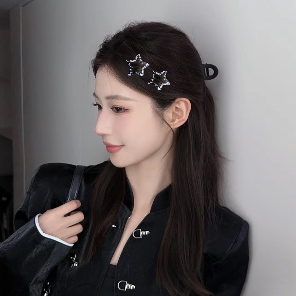 5/6/8/10 Cái Đáng Yêu Hình học Sao Da Báo In Snap BB Clip - Style Hàn Quốc Y2K Mùa Hè Kẹp Tóc Chống Trượt