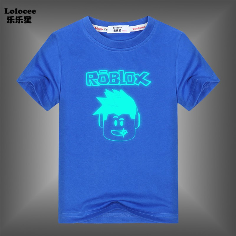Áo thun trẻ em hoạt hình Roblox 2D, tay ngắn phát sáng, áo mùa hè phát sáng trong bóng tối