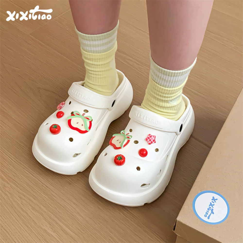 XIXITIAO Dép Đế Dày Nữ Đi Biển Mùa Hè Ngoài Trời Dép Thời Trang Dễ Thương