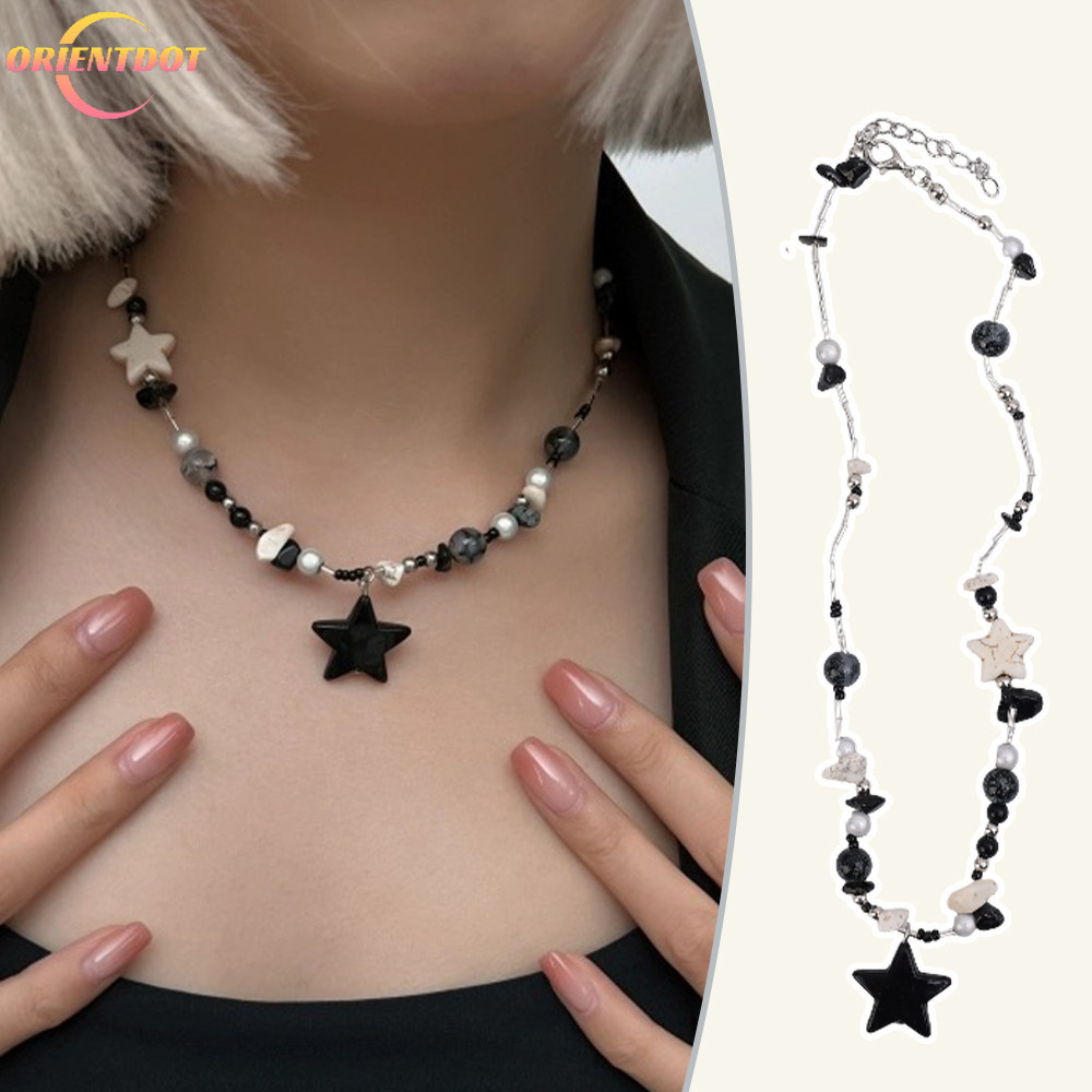 1 / 2 Vòng cổ mặt dây chuyền hình ngôi sao lấy cảm hứng từ Y2K độc đáo - Thiết kế Edgy vui nhộn Chuỗi xương đòn đính cườm không đều
