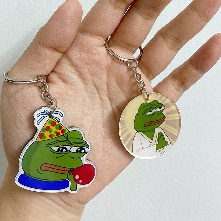 Móc khoá mica ếch xanh Pepe sad frog siêu bựa dành cho vozer