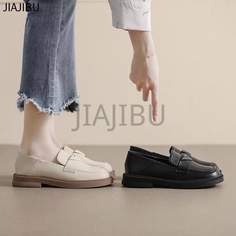 Size 35-43 Giày Cỡ Lớn Chất Lượng Cao Cho Nữ  Giày Đồng Phục JK Nhật Bản Giày Da Đế Mềm Giày Công Chúa Y2K Màu Trắng Giày Bệt Thời Trang Korean Fashion Platform Mary Jane Shoes Soft Bottom Doll Shoes Non-slip Round Toe Lolita Shoes Giày Cosplay Giày Múa