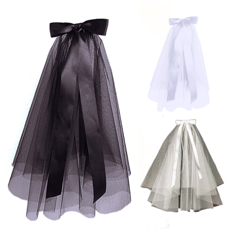 Bầu Trời Lãng Mạn Đám Cưới Cô Dâu Veil Với Nơ Cô Dâu Veil Ngắn Voan Veil Đám Cưới Phụ Kiện Tóc Cho Nữ Phù Dâu