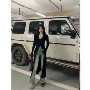 Áo cardigan Dệt Kim Tay Dài Cổ Chữ v Hàn Quốc Thời Trang Xuân Hè Mới Cho Nữ