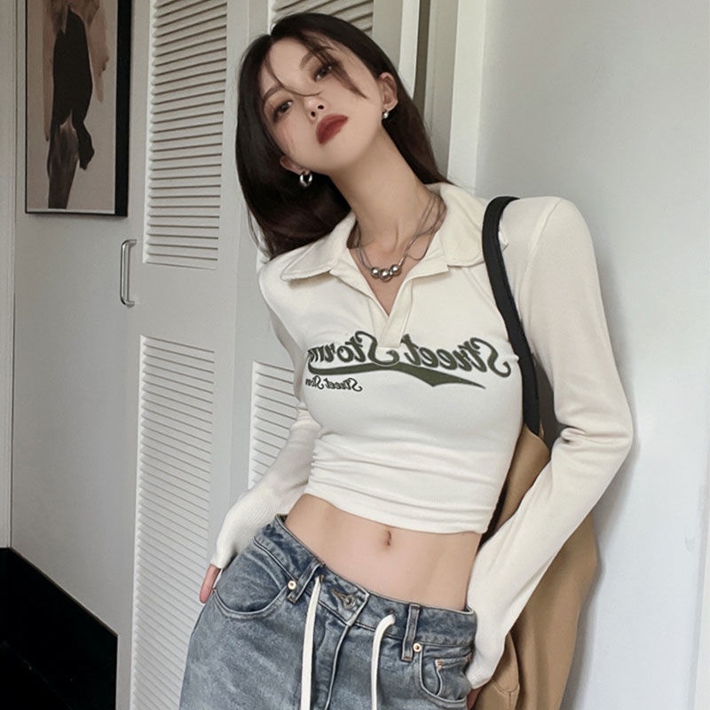 Áo Thun phông croptop Mới Áo Thun Lửng Tay Dài Thời Trang Quyến Rũ Cho Nữ áo dài tay sơ mi áo baby tee