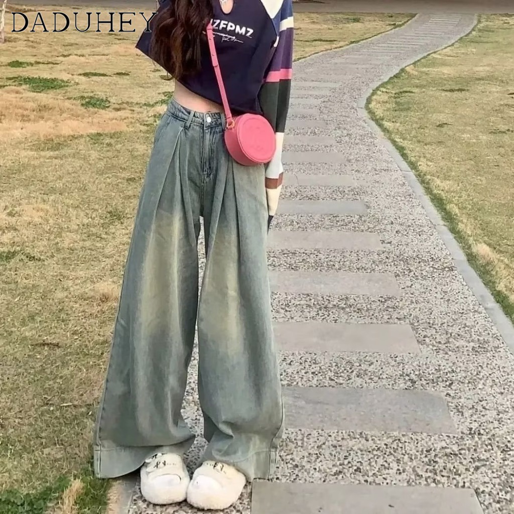 Ảnh Quần jeans DADUHEY ống rộng phong cách đường phố Mỹ cổ điển cao cấp size lớn 3