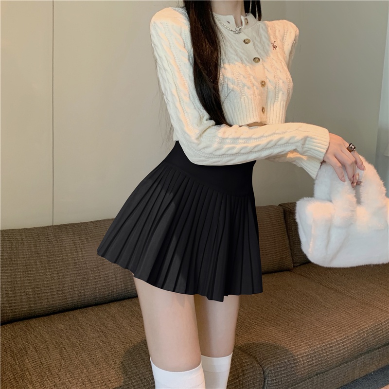 Chân Váy Ngắn Chữ a Xếp Ly Màu Trắng Chống Chói Thời Trang Cho Nữ