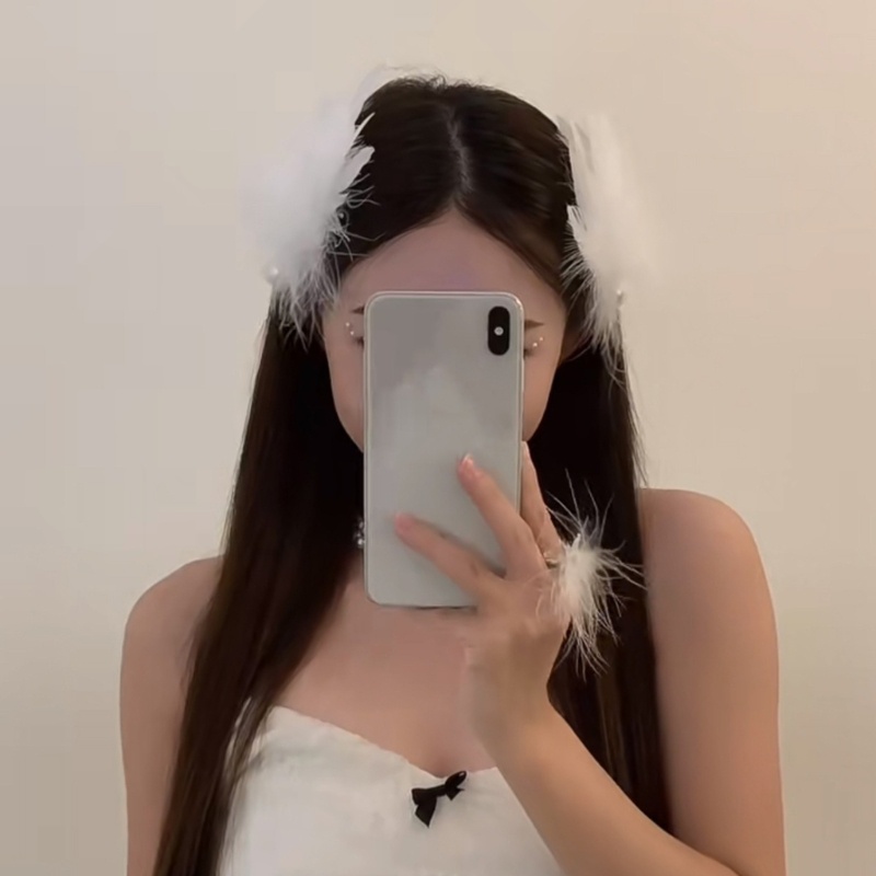 Lovely Hair Clip White Feather Design Hair Barrettes Side Ballet Hair Clip