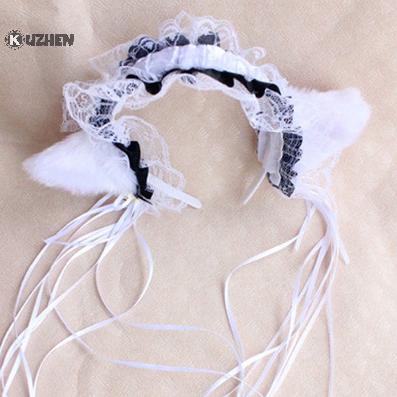 Kuzhen Lông Tai Băng Đô Ren Ruy Băng Nóng Người Giúp Việc Cosplay
