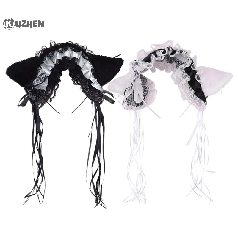 Kuzhen Lông Tai Băng Đô Ren Ruy Băng Nóng Người Giúp Việc Cosplay