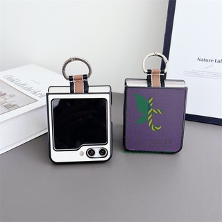 Ring holder stand leather case cover samsung galaxy z flip 5 z flip 4 retro / solid color bracket ultra-thin vỏ chống sốc