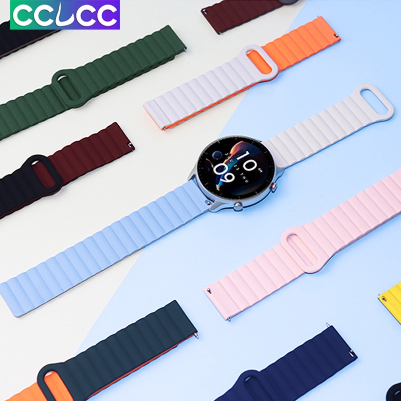 Cclcc Dây Đeo Silicon Mềm Khóa Nam Châm 20mm 22mm Cho Đồng Hồ Thông Minh Samsung Galaxy Watch 3757