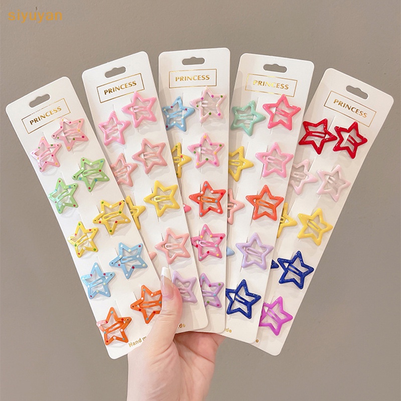 Siyuyan Set 10 Kẹp Tóc Hình Ngôi Sao / Giọt Nước Nhiều Màu Sắc Dễ Thương Cho Bé vn