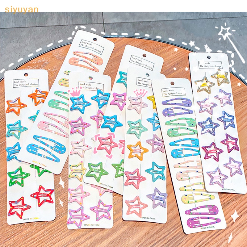 Siyuyan Set 10 Kẹp Tóc Hình Ngôi Sao / Giọt Nước Nhiều Màu Sắc Dễ Thương Cho Bé vn