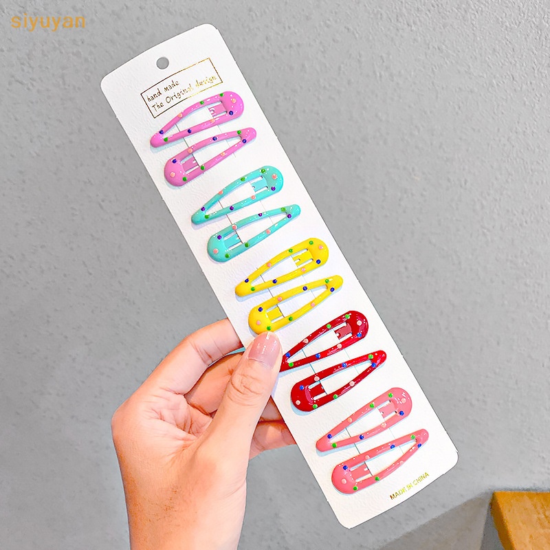 Siyuyan Set 10 Kẹp Tóc Hình Ngôi Sao / Giọt Nước Nhiều Màu Sắc Dễ Thương Cho Bé vn