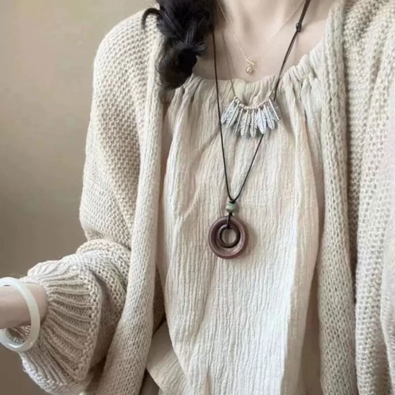 Vic Dài Áo Len Dây Chuyền Vòng Tròn Vòng Cổ Tuyên Bố Trang Sức Cổ Điển Dây Xích