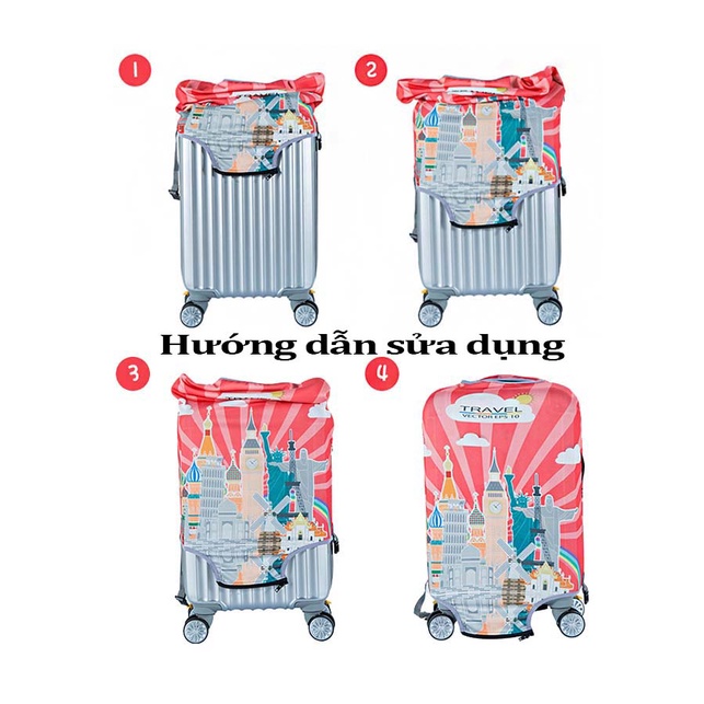 Áo trùm vali nam nữ 3D size 20-28 inch M.E.N mẫu mới [DEAL SỐC]