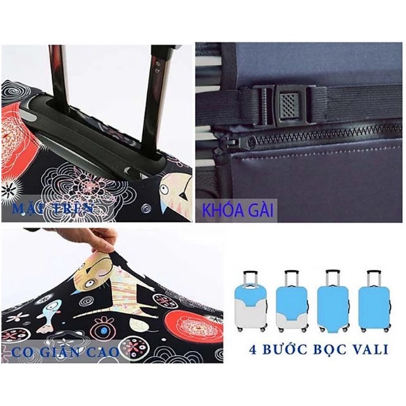 Áo trùm vali nam nữ 3D size 20-28 inch M.E.N mẫu mới [DEAL SỐC]