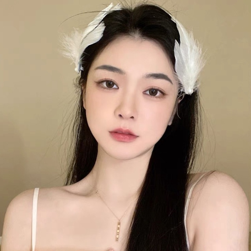 Lovely Hair Clip White Feather Design Hair Barrettes Side Ballet Hair Clip