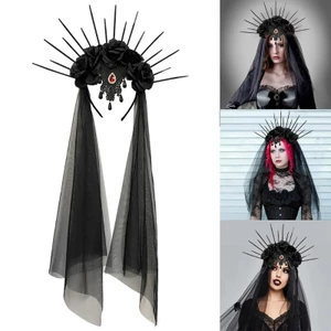 YOIOIOI Nữ Halloween Băng Đô Quấn Tóc Ngày Tử Thần Punk Hoa Vương Miện Thoáng Mát Mũ Đội Đầu