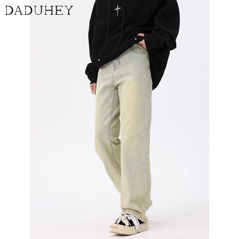 Ảnh DaDuHey New American Ins High Street Retro Yellow Mud Jeans Niche High Waist Straight Trousers Trousers 2