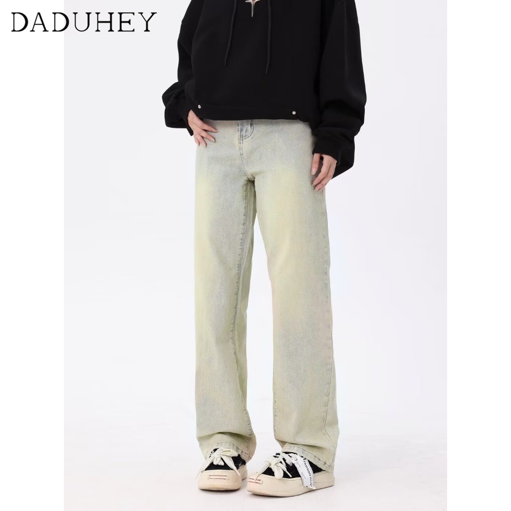 Ảnh DaDuHey New American Ins High Street Retro Yellow Mud Jeans Niche High Waist Straight Trousers Trousers 3