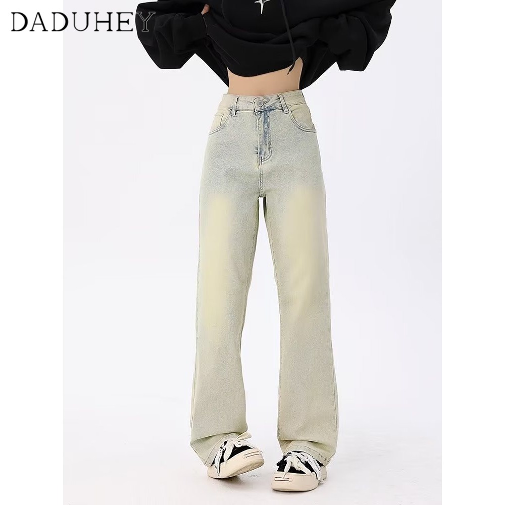 Ảnh DaDuHey New American Ins High Street Retro Yellow Mud Jeans Niche High Waist Straight Trousers Trousers 4