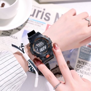 Đồng hồ thể thao Hàn Quốc thời trang đơn giản đồng hồ cặp đôi phát sáng màu kẹo chống thấm nước đồng hồ điện tử đa chức năng