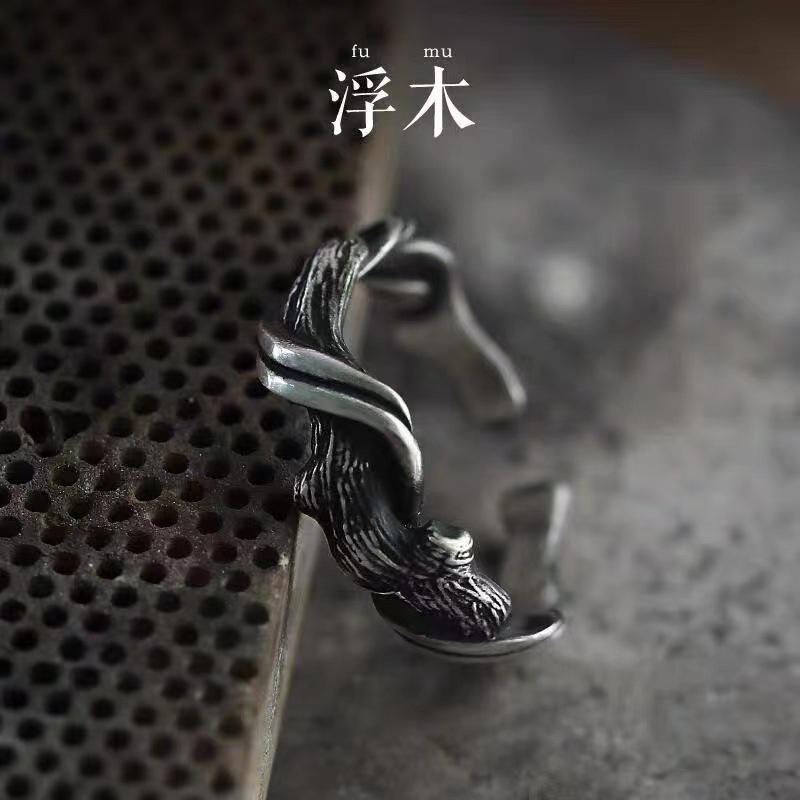 Nhẫn Gỗ Đeo Ngón Trỏ Phong Cách retro Thời Trang Cho Nam
