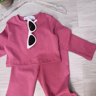 S114-Set áo croptop dài tay phối quần loe bé gái dễ thương - Size 6-30Kg