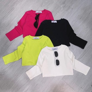 A113-[tomnaukids] Áo croptop tay dài bé gái cực xinh chất bozip co giãn thoải mái - Size 6-30Kg