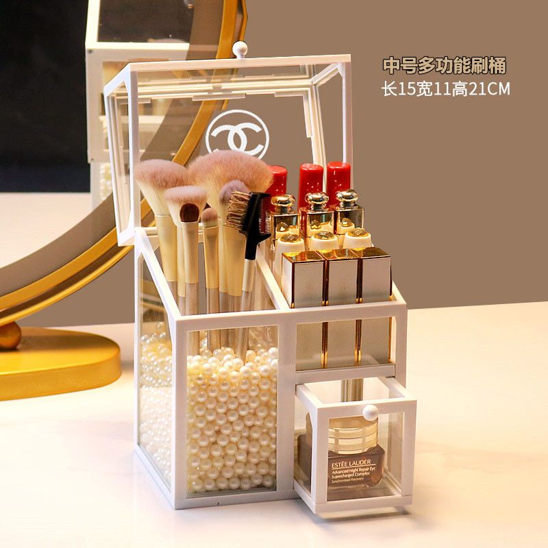 Hộp đựng mỹ phẩm acrylic cỡ lớn để bàn, ngăn kéo chống bụi, bảo quản son môi và đồ trang điểm