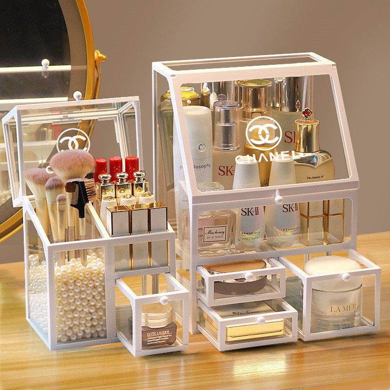 Hộp đựng mỹ phẩm acrylic cỡ lớn để bàn, ngăn kéo chống bụi, bảo quản son môi và đồ trang điểm