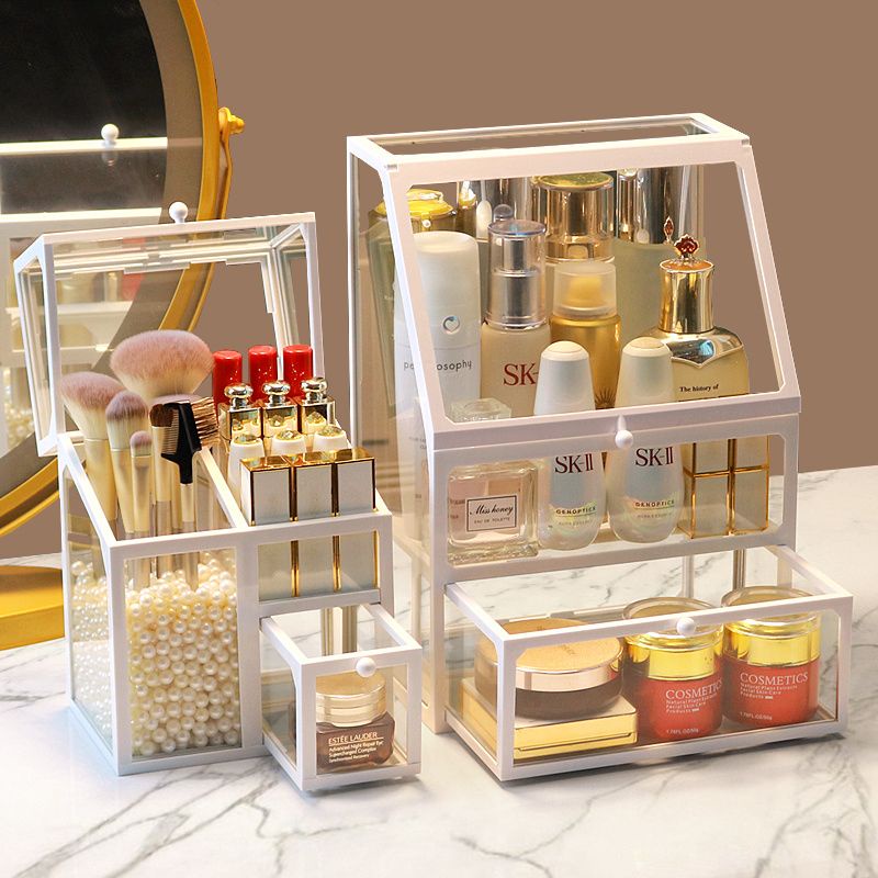 Hộp đựng mỹ phẩm acrylic cỡ lớn để bàn, ngăn kéo chống bụi, bảo quản son môi và đồ trang điểm