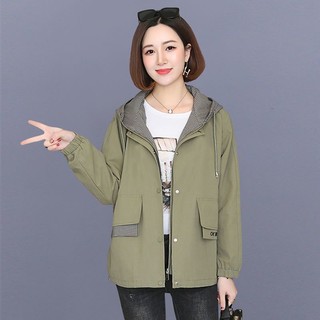 Áo Khoác Chống Gió Có Mũ Trùm Dáng Rộng Phong Cách Hàn Quốc Thời Trang Mùa Thu 2023 Mới Cho Nữ