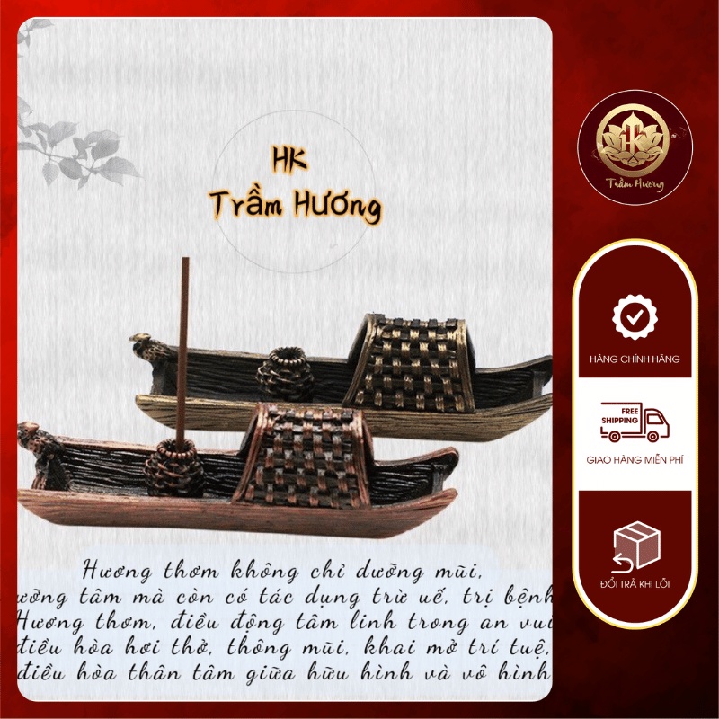 Thuyền đồng trang trí cắm nhang không tăm và đặt nụ (Kích Thước: 9.3cm x 2.9cm)