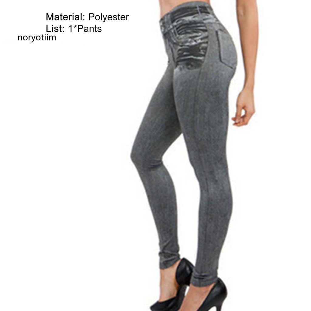 Quần jeans Dài Tới Mắt Cá Chân Giả Jean polyester Co Giãn Thoải Mái Thời Trang Cho Nữ