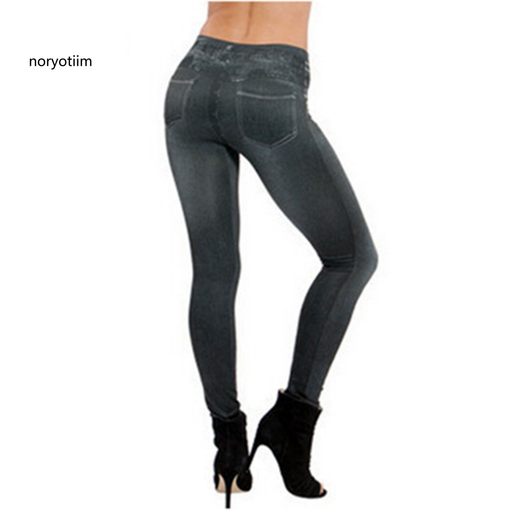 Quần jeans Dài Tới Mắt Cá Chân Giả Jean polyester Co Giãn Thoải Mái Thời Trang Cho Nữ